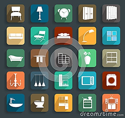 Vector furniture flat icons Vector Illustration