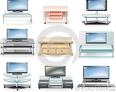 Vector furniture icon set. Tv Stands Vector Illustration