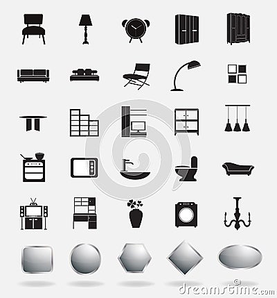 Vector furniture icons Vector Illustration