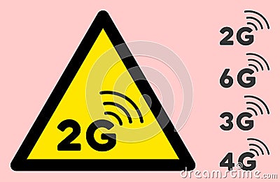 Vector 2G Network Warning Triangle Sign Icon Stock Photo