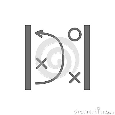 Vector game tactics scheme grey icon. Isolated on white background Vector Illustration