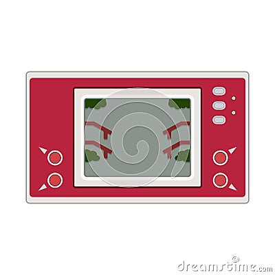 Vector game and watch icon illustration. Geek gaming retro gadget from the nineties. Old game entertainment device Vector Illustration