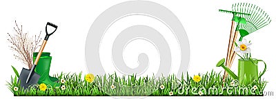 Vector Gardening Border Concept Vector Illustration