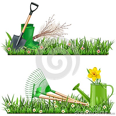 Vector Gardening Borders Stock Photo