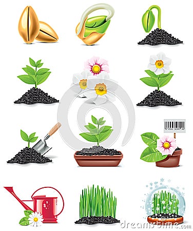 Vector gardening icon set Vector Illustration