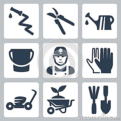 Vector gardening icons set Vector Illustration