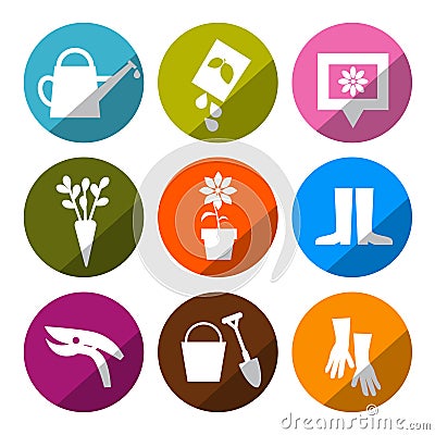 Vector Gardening Icons - Tools Set Vector Illustration