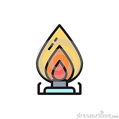 Vector gas stove, oil burner flat color line icon. Vector Illustration