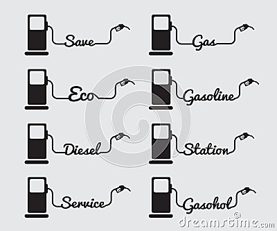 Vector gasoline pump nozzle sign gas station icon Vector Illustration