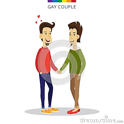 Vector gay couple love concept. Family of two men. Romantic illustration. Vector Illustration