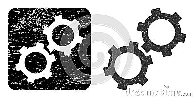 Textured Gears Carved Stamp Vector Illustration