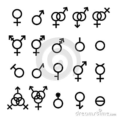Vector Gender symbols and Sexual orientation set Vector Illustration