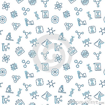 Vector Genetics seamless pattern in outline style Vector Illustration