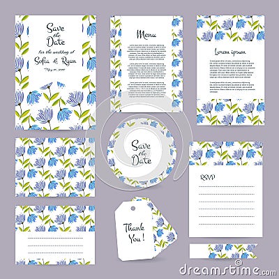 Vector gentle wedding cards template Vector Illustration