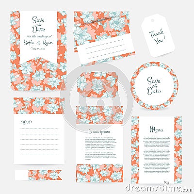 Vector gentle wedding cards template Vector Illustration