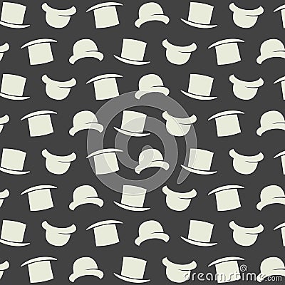 Vector gentleman pattern with bowler hat. Cartoon style Vector Illustration