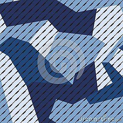 Vector geometric camo background with monochrome blue marine texture Stock Photo