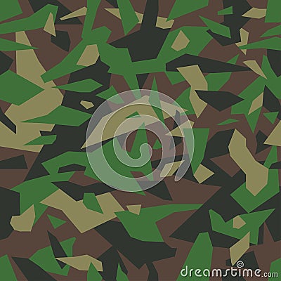 Vector geometric camouflage seamless pattern. Khaki design style for t-shirt. Military texture debris shape pattern, camo clothing Vector Illustration