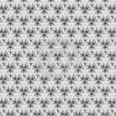 Geometric 3D pattern in gray tones. The design is suitable for decor, decoration, textile, factory, wallpaper, construction Vector Illustration