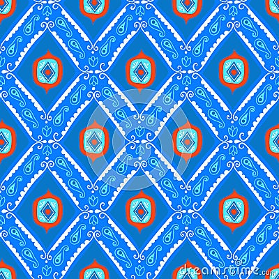 Vector geometric ethnic pattern with diamonds, triangles Vector Illustration