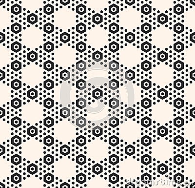 Vector geometric hexagon seamless pattern and white honeycomb texture with small hex shapes Vector Illustration