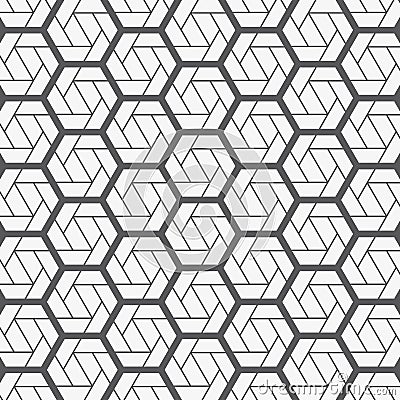 Vector geometric pattern. Modern stylish texture with monochrome trellis. Repeating geometric triangular line and hexagon line. Vector Illustration