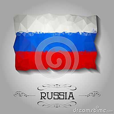 Vector geometric polygonal Russia flag. Vector Illustration