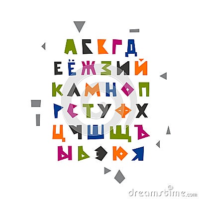 Vector geometric Russian alphabet Vector Illustration