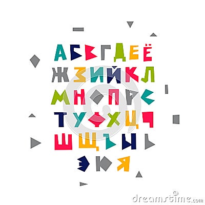 Vector geometric Russian alphabet Vector Illustration