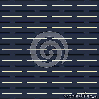 Vector geometric seamless horizontal dash pattern - goldish striped rich texture. Stylish blue background Vector Illustration