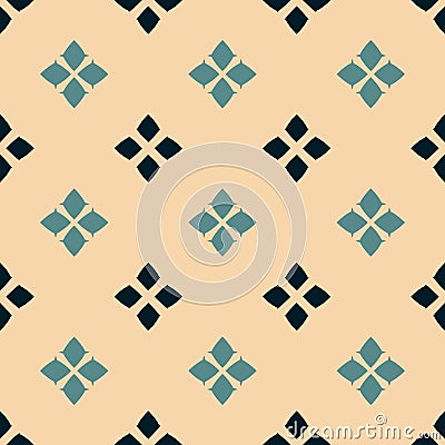 Vector geometric seamless pattern. Folk ornament. Black, green, beige colors Vector Illustration