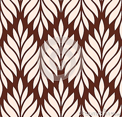 Vector geometric seamless pattern. Modern stylish floral background with leaves Stock Photo