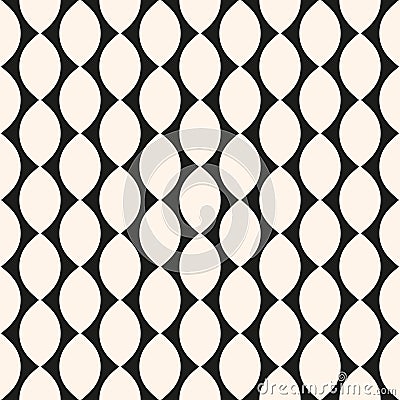 Vector geometric seamless pattern with ovate shapes, curved line Vector Illustration