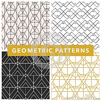 Vector geometric seamless pattern set Vector Illustration