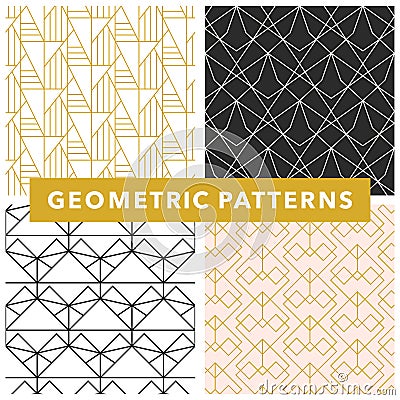 Vector geometric seamless pattern set Vector Illustration