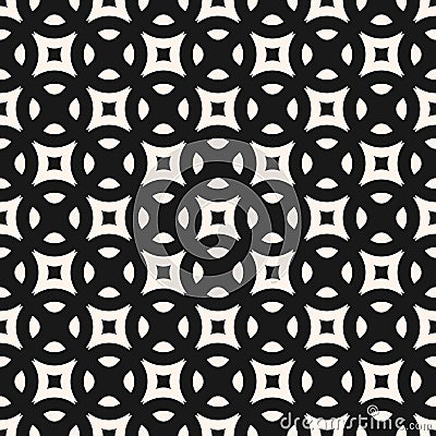 Vector geometric texture, modern minimalist monochrome seamless pattern with rounded shapes, squares, lattice, grid, mesh. Vector Illustration