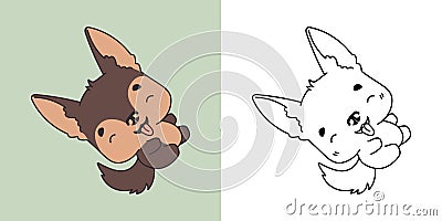 Vector German Shepherd Dog Multicolored and Black and White. Beautiful Clip Art Puppy. Vector Illustration