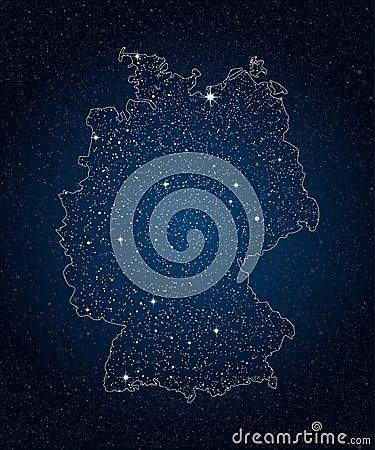 Vector Germany country map made stars, night sky Vector Illustration