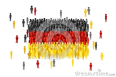 Vector Germany state flag formed by crowd of cartoon people Vector Illustration