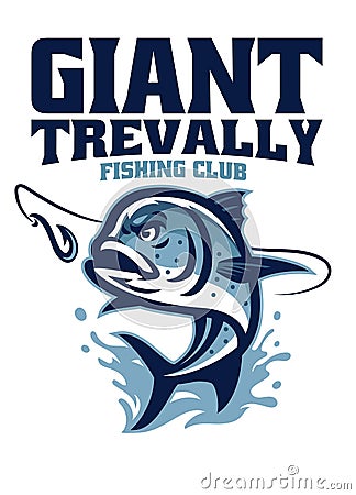 Giant trevally fishing club logo Vector Illustration
