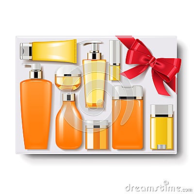 Vector Gift Box with Cosmetics Vector Illustration