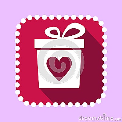 Vector Gift Box with Heart Shape Icon Vector Illustration