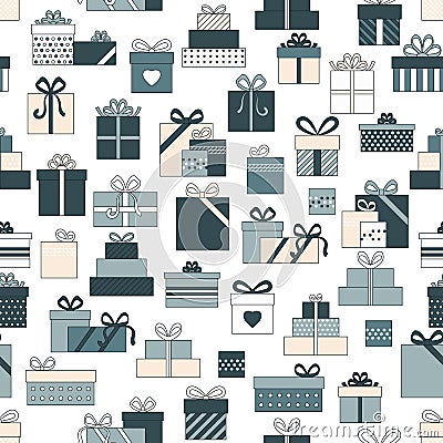 Vector gift and present icons seamless pattern Vector Illustration