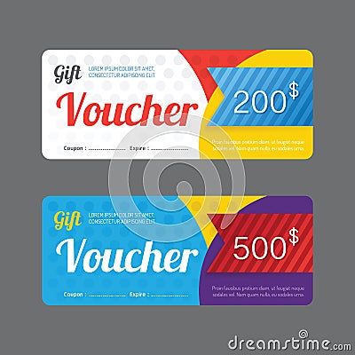 Vector gift voucher coupon template design. paper label frame mo Vector Illustration