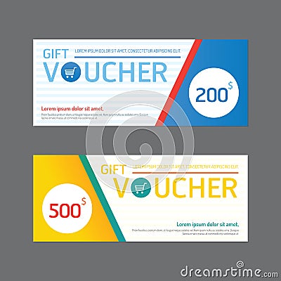 Vector gift voucher coupon template design. paper label frame mo Vector Illustration