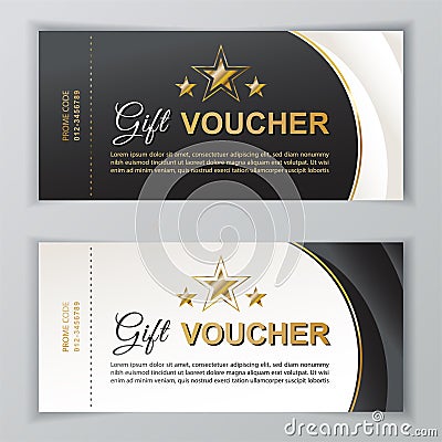Vector gift voucher template. Universal flyer for business. luxury white black vector design for department stores, business Cartoon Illustration