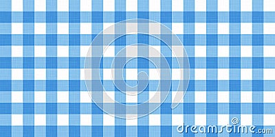 Vector gingham striped checkered blanket tablecloth. Seamless white blue table cloth napkin pattern background with natural textil Vector Illustration