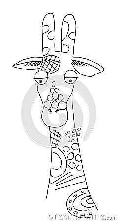 Vector Of A Giraffe Head On White Background, Wild Animals. Cute giraffe drawing. The design of postcards, booklets. Stock Photo