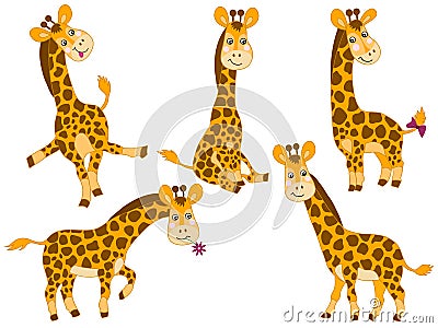 Vector Giraffes Set Vector Illustration