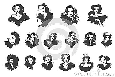 Vector girl. Elegant lady. Fashionable women. Trendy design in sketch style, Hand drawn girl in winter clothes. Fashion Vector Illustration